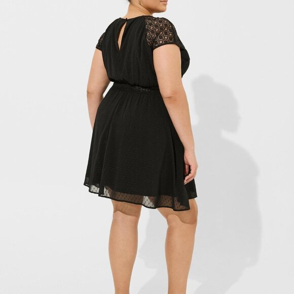 NWT Torrid Mini Clip Dot Crochet Lace Skater Dress - Picture 5 of 5